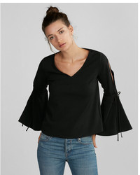 Express Structured Tie Bell Sleeve Top