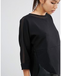 Asos Sweat Top With Sheer Inserts