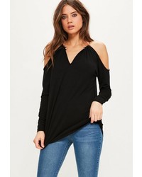 Missguided Tall Black Bullring Neck Top
