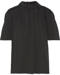 Marni Tie Back Gathered Stretch Cotton Jersey Top Black