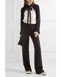 Marni Tie Front Crepe Top Midnight Blue