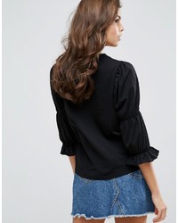 Asos Top With Double Puff Sleeve Detail