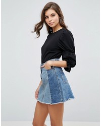 Asos Top With Double Puff Sleeve Detail
