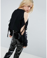 Asos Top With Long Sleeve And Ravaged Knot Shoulder