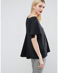 Asos V Neck Top With Pleat Back Detail