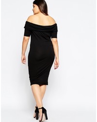 Asos Curve Midi Bardot Body Conscious Dress