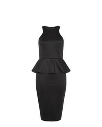 AX Paris New Look Black Sleek Cutaway Peplum Midi Dress