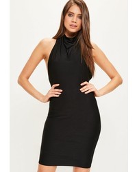 Missguided Black High Neck Cowl Bodycon Dress