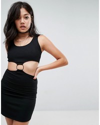 Asos Bodycon Dress With Ring Detail In Rib
