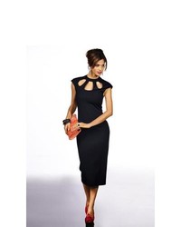 BODYFLIRT Cut Out Jersey Midi Dress In Black Size 12