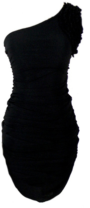 ChicNova Black One Shoulder Body Conscious Jersey Dress With Frill