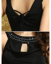 Choies Black Beaded Bodycon Dress With Bust Detail