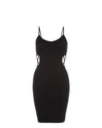 Exclusives New Look Black Lattice Side Strappy Bodycon Dress
