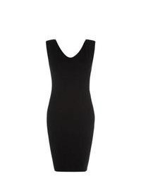 Exclusives New Look Black V Neck Padded Shoulder Bodycon Dress