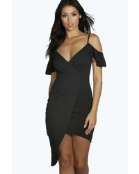 Boohoo Harper Cold Shoulder Asymmetric Bodycon Dress