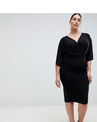 Outrageous Fortune Plus Knot Front Jersey Midi Dress In Black