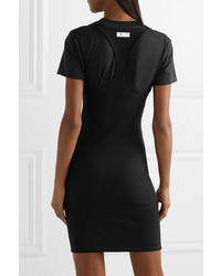 T by Alexander Wang Layered Ribbed Stretch Jersey Mini Dress