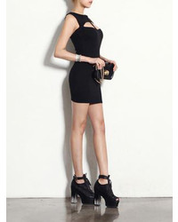 Choies Limited Edition Black Bodycon Dress With Cut Out Front