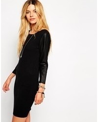 Vila Long Sleeve Black Body Conscious Dress