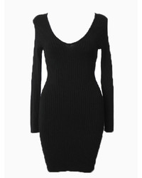 Choies Low Cut Knit Bodycon Dress With Lace Back