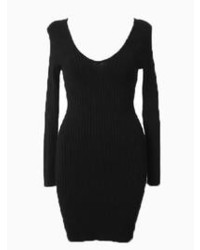 Choies Low Cut Knit Bodycon Dress With Lace Back