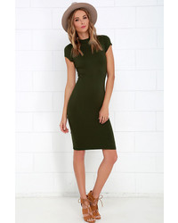 LuLu*s Chic Up Olive Green Bodycon Dress