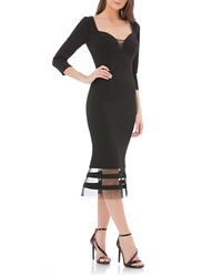 JS Collections Mesh Detail Sweetheart Body Con Dress