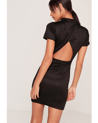 Missguided Open Back High Neck Bodycon Dress Black