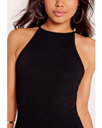 Missguided Square Neck Ribbed Bodycon Dress Black