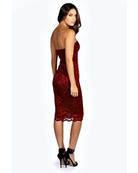 Boohoo Rhia Plunge Lace Overlay Bodycon Dress