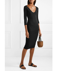 James Perse Ruched Stretch Cotton Jersey Dress