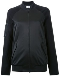224 By Stephanie Hahn Contrasting Sleeves Bomber Jacket