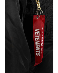 Vetements Alpha Industries Oversized Hooded Reversible Shell Bomber Jacket Black
