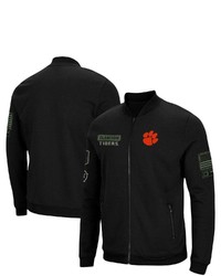 Colosseum Black Clemson Tigers Oht Military Appreciation High Speed Bomber Full Zip Jacket