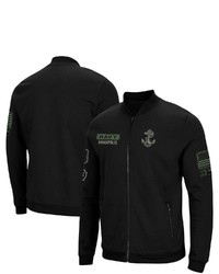 Colosseum Black Navy Mid Oht Military Appreciation High Speed Bomber Full Zip Jacket