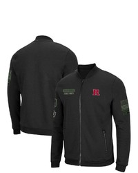 Colosseum Black Rutgers Scarlet Knights Oht Military Appreciation High Speed Bomber Full Zip Jacket