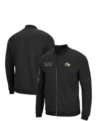 Colosseum Black Tech Yellow Jackets Oht Military Appreciation High Speed Bomber Full Zip Jacket