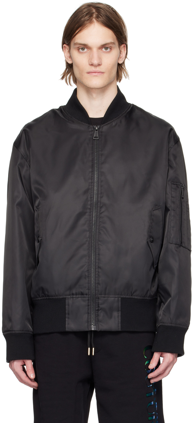 VERSACE JEANS COUTURE Black Zip Bomber Jacket, $415 | SSENSE | Lookastic