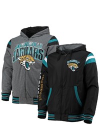 G-III SPORTS BY CARL BANKS Blackheathered Charcoal Jacksonville Jaguars Fast Pace Reversible Full Zip Jacket At Nordstrom