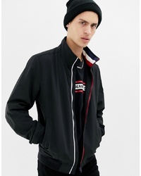 Tommy Jeans Bomber Jacket With Icon Stripe Full Zip Detail And Logo In Black