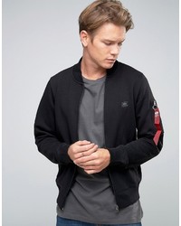 Alpha Industries Bomber Sweat Jacket In Slim Fit Black