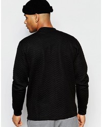 Asos Brand Bomber In Textured Jersey In Black