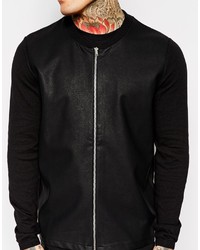 Asos Brand Bomber With Faux Leather Look Front