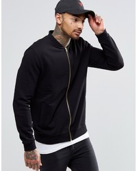 Asos Brand Jersey Bomber With Gold Zips
