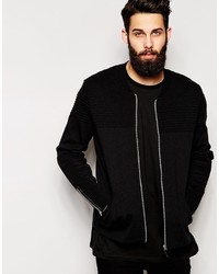 Asos Brand Knitted Bomber Jacket With Biker Detail