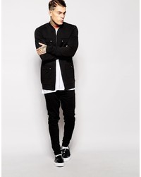 Asos Brand Longline Bomber Jacket In Jersey With Pockets