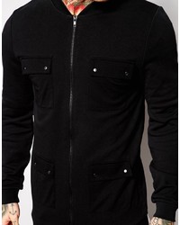 Asos Brand Longline Bomber Jacket In Jersey With Pockets