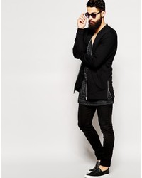 Asos Brand Longline Bomber Jacket In Jersey With Side Zips