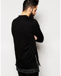 Asos Brand Longline Bomber Jacket In Jersey With Side Zips