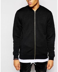 Asos Brand Quilted Bomber Jacket In Jersey With Gold Zips